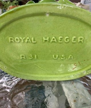 Vintage Royal Haeger Green Vase Peacock Mid Century Conversation Piece 3