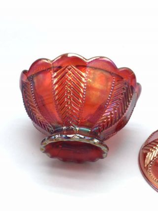 Imperial Feathers (Panel Feather) box in Sunset Ruby Carnival Glass Contemporary 4