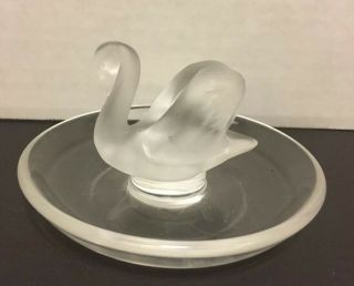 Lalique Gorgeous Swan Pin Dish,  Ring - Holder,  Clear Signed