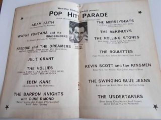 POP PARADE PROGRAMME 1964 ROLLING STONES THE HOLLIES 5