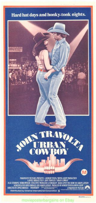 Urban Cowboy Movie Poster John Travolta Debra Winger Australian 13x30 In Daybill