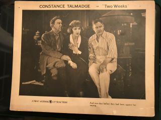 Two Weeks 1920 First National 8x10 " Silent Lobby Card Constance Talmadge Conway