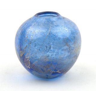 Isle Of Wight Studio Glass Blue Azurene Globe Vase 1979 - 87