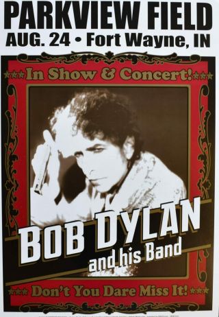 Bob Dylan Concert Poster Fort Wayne 2012