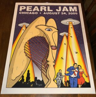 Pearl Jam Chicago 2009 Tom Tomorrow Poster Show Edition Vg Rare