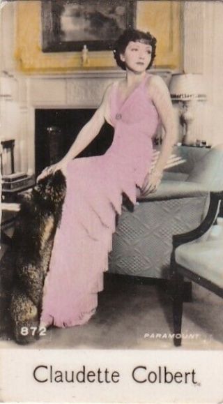 Claudette Colbert - De Beukelaer Hollywood Movie Star 1935 Cookie Card