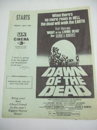 George Romero - Dawn Of The Dead - 8 X 10 Theater Flyer Preview Ad
