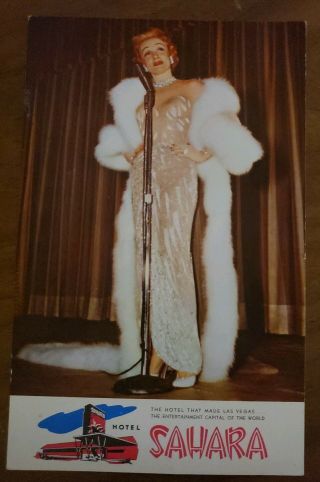Vintage Large Marlene Dietrich Postcard Sahara Hotel Casino Las Vegas