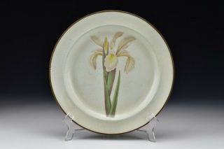 Shorthose English Creamware Botanical Plate W/ Hand Painted Iris 19th Century