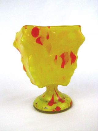Yellow Red Antique Bohemian Czech Art Deco Wilhelm Kralik Glass Goblet Vase