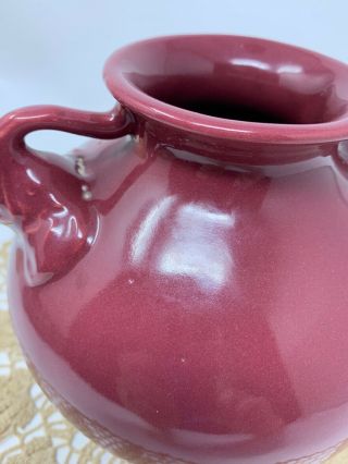 Red Wing RumRill Pottery Elephant Handled Vase 1930s - Maroon Glaze 215 6