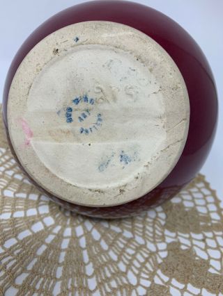 Red Wing RumRill Pottery Elephant Handled Vase 1930s - Maroon Glaze 215 8