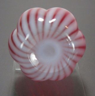 Fenton Cranberry Opalescent Swirl Rib Optic Barber Bottle With Pottery Stopper 3