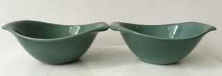Russel Wright Bauer Pottery American Modern Double Lug Bowls Set 2 Sea Foam Mcm
