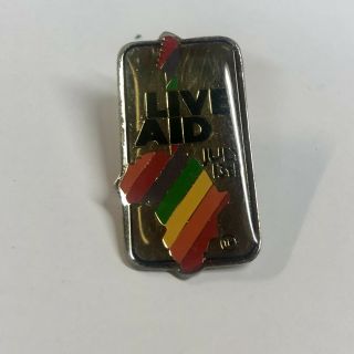 Vintage 1985 Live Aid Concert Promotion Pin Rainbow Guitar July 13