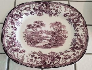 Vintage Royal Staffordshire Tonquin Transferware Purple Serving Platter 11 3/4 "