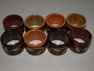 Demdaco - Chocolate Berries - Hand Painted - Napkin Rings - Set Of 8