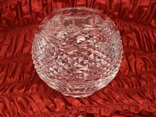 Waterford Cut Clear Crystal Glass Grandore 6 " Tall Rose Round Vase Bowl Ireland