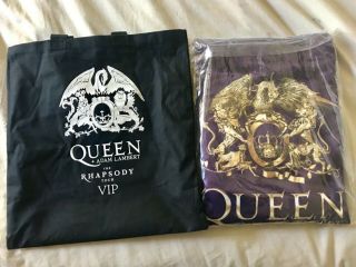Queen Adam Lambert 2019 Rhapsody Tour Vip Purple Boxer Robe With Tote Bag