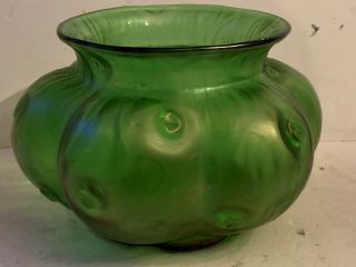 Antique Loetz Art Glass Vase Minty Estate Find Green Pontil Blown