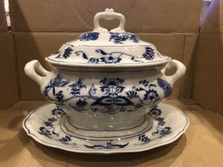 Blue Danube Soup Tureen With Under Plate Blue Ribbon Logo