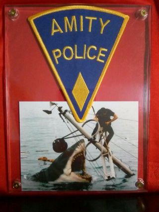 3x5 Photo Of Chief Brody W/jaws,  & Fictional Amity Patch