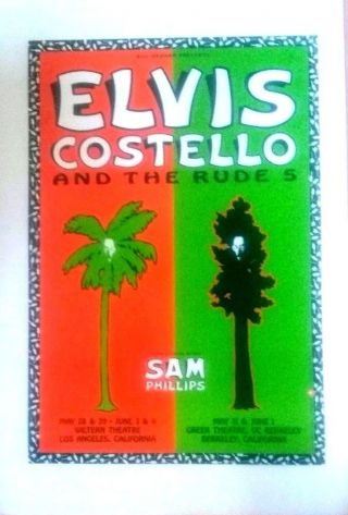 Elvis Costello,  Sam Phillips,  Rude 5 | Orig.  1991 Bgp45 Concert Poster