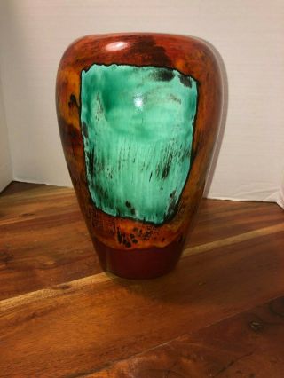Fabulous Colorful Poole Red Colored Tall Vase,  Made In England