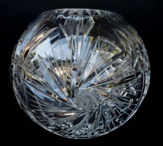 24 Lead Crystal Glass Rose Bowl Vase Pinwheel And Star