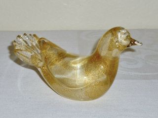 Murano Salviati Gold Fleck Aventurine Bird Dove Figurine Paperweight W/ Label