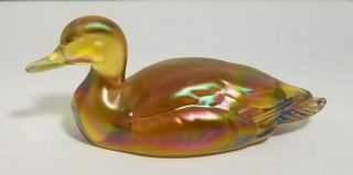 Vintage Fenton Art Glass Iridescent Carnival Mallard Duck Decoy Figurine