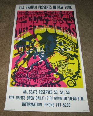 The Doors 1968 Concert Poster 2nd Printing Fillmore East Bill Graham Limited