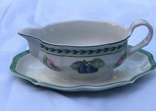 Villeroy & Boch French Garden Fleurence Gravy Boat W Attached Underplate Germany