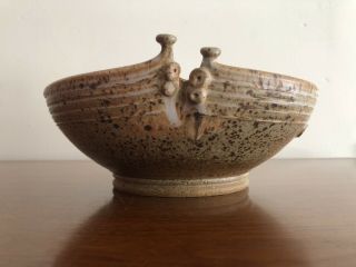 Studio Pottery Bowl Stoneware Signed H Mueller Vintage Ceramic Dish 1217
