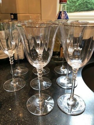 Mikasa Sonata Gold - Set Of 8 Crystal Water Wine Glasses - Austria - T7102