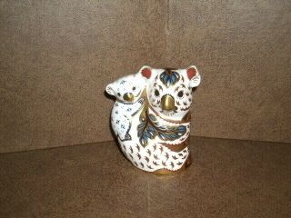Royal Crown Derby Koala Bear With Baby Paperweight