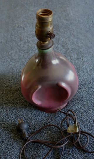Fulper Pottery Arts and Crafts Rose and Green Flambe lamp base 5