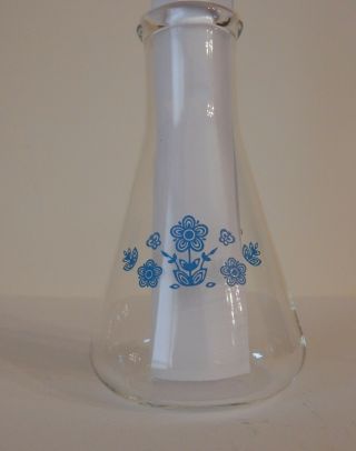 Vintage Rare Pyrex Glass Blue Flower Only From Corning Flask