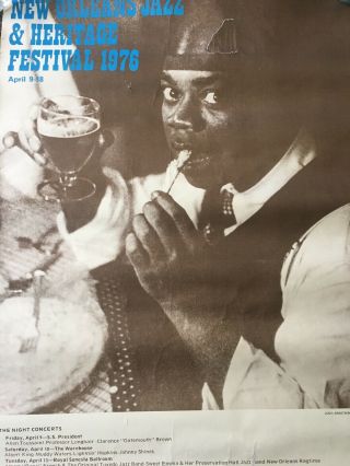 1976 Louis Armstrong Orleans Jazz & Heritage Festival Poster Authentic Rare