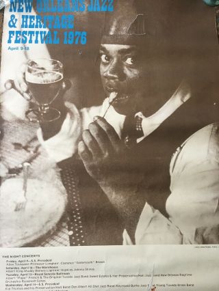 1976 Louis Armstrong Orleans Jazz & Heritage Festival Poster Authentic Rare 2