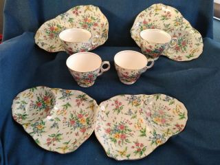Royal Winton Queen Anne Chintz Snack Set For Four (4)