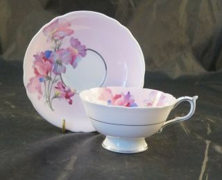 Paragon Fine Bone China Cup And Saucer Sweet Pea On Pink