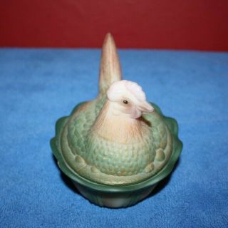 Fenton Glass Hand Painted & Airbrushed Satin Glass Hen on Nest 2