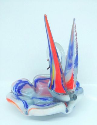 Hand Blown Murano Style Art Glass Swan Ash Tray Paperweight 5