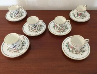 Set Of 6 Aynsley China Pembroke Pattern Demitasse Cups And Saucers