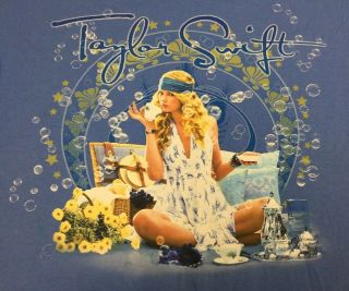Taylor Swift Rare Fearless Concert Tour 2009 Tea T Shirt Men’s Size Medium Blue 2