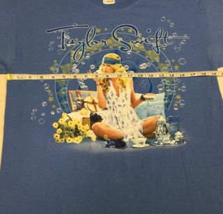 Taylor Swift Rare Fearless Concert Tour 2009 Tea T Shirt Men’s Size Medium Blue 4