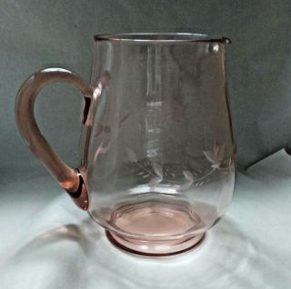 Vintage Easter Pale Pink Depression Glass Iced Tea Lemonade Pitcher 7 " Tall