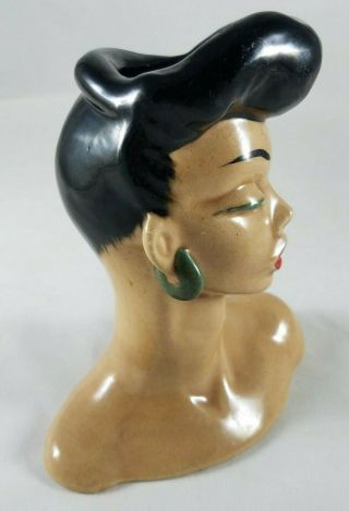 Vintage Dorothy Kindell Polynesian Nude Girl Head Vase California pottery 4