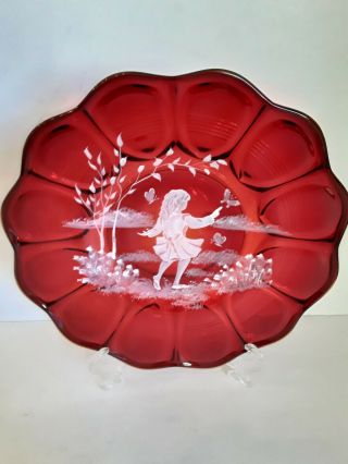 Fenton Ruby Red Mary Gregory Plate 8319rg